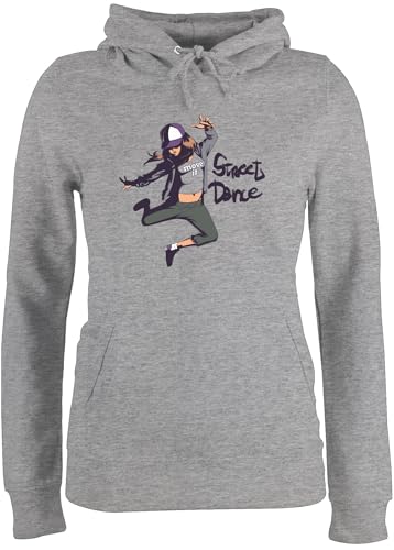 Pullover Damen Hoodie Frauen - Tanzen Geschenk - Street Dance Girl - XXL - Grau meliert - Statement-Pullover Tanz streetdance Hoddie Statement Tanzsport hip hop Hoddies tänzer Pulli tänzerin Hoody von Shirtracer