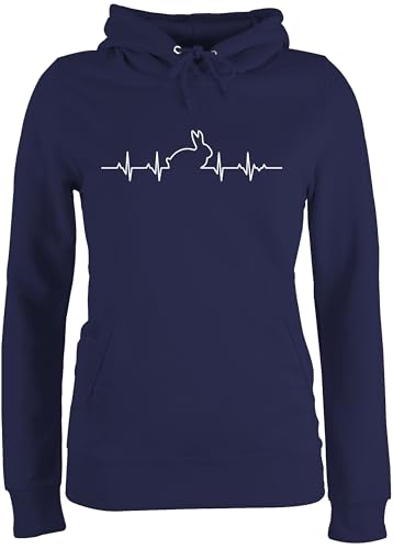 Pullover Damen Hoodie Frauen - Tiere Meerschweinchen & Co. - Herzschlag Hase - XS - Navy Blau - hasenpulli mit Tieren tiermotiv hasi Pulli hasenpullover Animal Hasen Hoody tiermotive Rabbit Pullover Damen Hoodie Frauen - Tiere Meerschweinchen & Co. - Herzschlag Hase - XS - Navy Blau - hasenpulli mit Tieren tiermotiv hasi Pulli hasenpullover Animal Hasen Hoody tiermotive Rabbit von Shirtracer