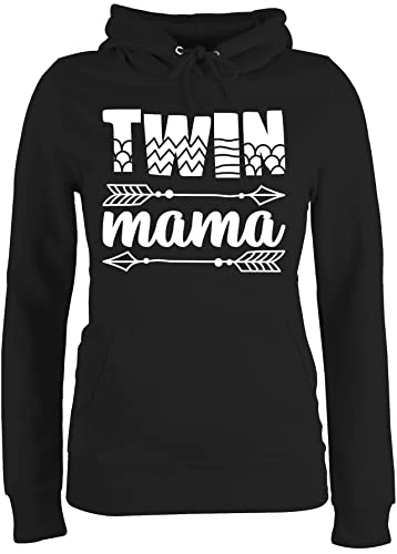 Pullover Damen Hoodie Frauen - Twin Mama I Zwillinge Zwillingsmama Mutter mit Zwillingen - XS - Schwarz - muttertagsgeschenk personalisiert Mum von Kapuzenpullover mutterzagsgeschenke mütter Pulli von Shirtracer