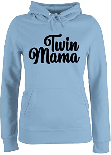 Pullover Damen Hoodie Frauen - Twin Mama I Zwillingsmutter Geschenke Zwillinge Mutter - L - Hellblau - muttertagsgeschenk personalisiert Mum Zwillings Kapuzenpullover mutterzagsgeschenke mütter und von Shirtracer