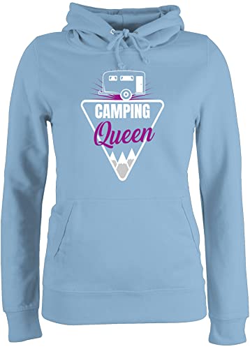Pullover Damen Hoodie Frauen - Urlaub - Camping Queen - XXL - Hellblau - Camper campen Hoddies anhänger pullis hodie hoddys Hoddies/pullies Hoody Kapuzenpullover hoddis Hoddie Huddy Kapuzenpulli von Shirtracer
