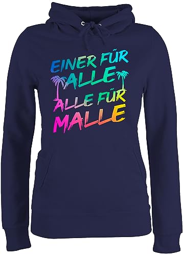Pullover Damen Hoodie Frauen - Urlaub - Einer für alle Alle für Malle I Mallorca Party I Malle für alle - XS - Navy Blau - Outfit Reise sprüche Mottoparty von Shirtracer