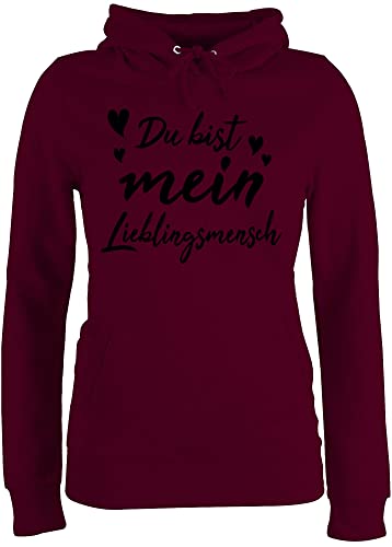 Pullover Damen Hoodie - Valentinstag - Du bist Mein Lieblingsmensch - Partner Geschenke Lieblingsmensch Geschenk Ich Liebe Dich Jahrestag Paare Pärchen Männer Frauen Freund Freundin - M - Burgundrot von Shirtracer