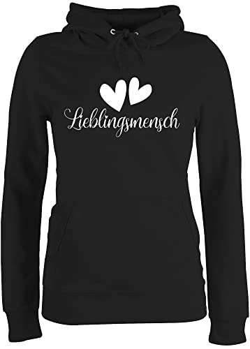 Pullover Damen Hoodie Frauen - Valentinstag Partner Liebe - Lieblingsmensch - M - Schwarz - freundschaftshoodies Valentines Day Gifts walentinstag Paare Fun-Kapuzenpullover von Shirtracer