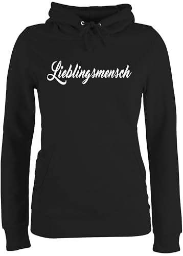 Pullover Damen Hoodie Frauen - Valentinstag Partner Liebe - Lieblingsmensch - XS - Schwarz - BFF Hoody Valentines Day Gifts walentinstag partnerin Pulli freunschaftspullover Valentinstagsgeschenk von Shirtracer