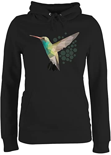 Pullover Damen Hoodie Frauen - Vogel Zubehör Vögel Deko - Colibri - S - Schwarz - Pulli kolibri Bild pullis vogelmotiv Kapuzenpullover Bird Hoodys Hoody Kapuzenpulli Baumwolle Baumwoll für von Shirtracer