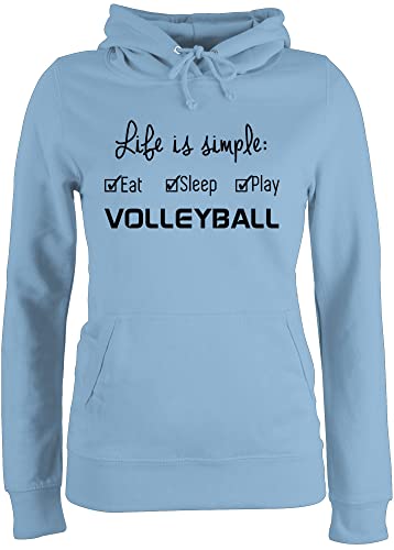 Pullover Damen Hoodie Frauen - Geschenke Zubehör - Life is Simple Volleyball - M - Hellblau - vollyball Geschenk volleyballer Kapuze Sport Hoody mit Hoddies/pullies Pulli von Shirtracer