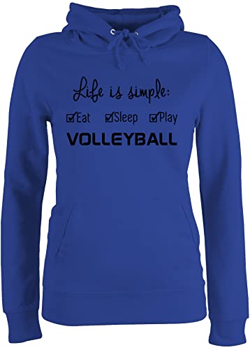 Pullover Damen Hoodie Frauen - Geschenke Zubehör - Life is Simple Volleyball - S - Royalblau - vollyball Geschenk volleyballer Hoddies/pullies Sport Hoody mit Kapuze Pulli von Shirtracer