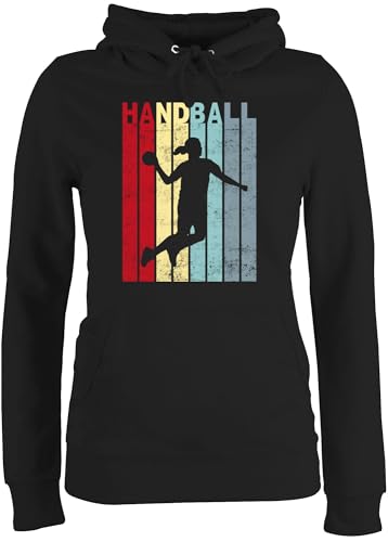 Pullover Damen Hoodie Frauen - EM 2026 Trikot Ersatz - Handballerin Handball Sprungwurf - L - Schwarz - Handballer Pulli hanball Kapuzenpulli halbball Handball. Handball, beachhandball wm 2022 Fans von Shirtracer