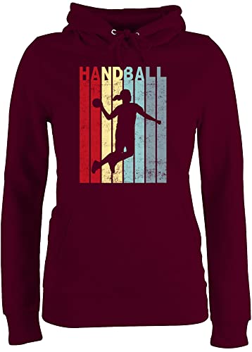 Pullover Damen Hoodie Frauen - WM 2023 Trikot Ersatz - Handballerin Handball Sprungwurf - S - Burgundrot - Handballer Geschenke Kapuzenpulli em sprüche Geschenk Fan Fans hanball Pulli Handball, von Shirtracer