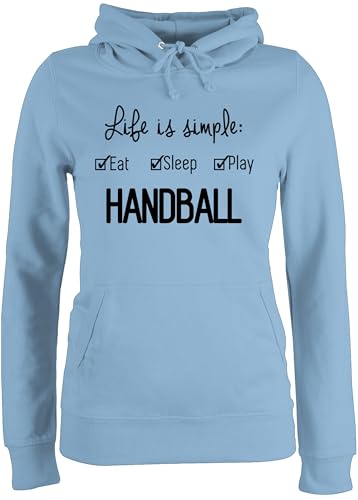 Pullover Damen Hoodie Frauen - EM 2026 Trikot Ersatz - Life is Simple Handball - L - Hellblau - Handballer Fun-Kapuzenpullover hanball Hoodies halbball Kapuzenpullover Handball. Plovers Handball, von Shirtracer