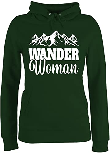 Pullover Damen Hoodie Frauen - Wander Woman - S - Dunkelgrün - Geschenke zum wandern Sport Berg pullis wandergeschenke Berge Pulli wandergeschenk travel hoddys Wanderkleidung Bergen Hoddies/pullies von Shirtracer