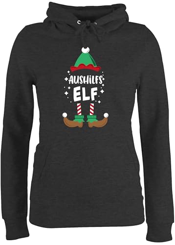 Pullover Damen Hoodie Frauen - Weihnachten Aushilfs-Elf I Weihnachtself I Weihnachts Elf I Christmas Elf - XXL - Anthrazit meliert - Weihnachtspullover weihnachtspolover Merry x-Mas elfe Pulli von Shirtracer