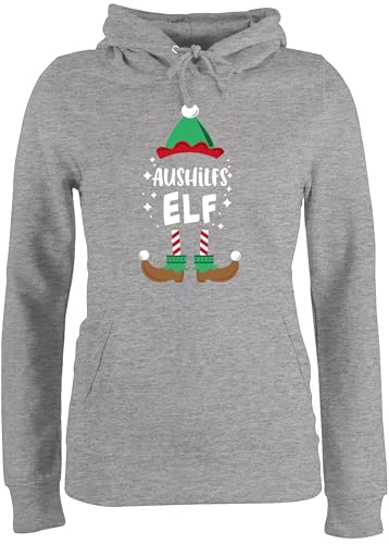 Pullover Damen Hoodie Frauen - Weihnachten Aushilfs-Elf I Weihnachtself I Weihnachts Elf I Christmas Elf - M - Grau meliert - Weihnachtspullover weihnachtspolover Merry x-Mas elfe Pulli von Shirtracer