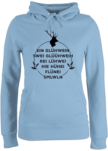 Pullover Damen Hoodie Frauen - Weihnachten - EIN Glühwein swei Glühwein I Weihnachtsmotiv I Glühwein Liebhaber - XL - Hellblau - Weihnachtspullover Christmas Pulli weihnachtspolover Weihnachts von Shirtracer
