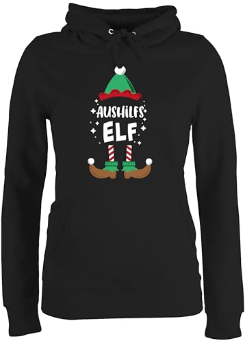 Pullover Damen Hoodie Frauen - Weihnachten Aushilfs-Elf - XL - Schwarz - Baumwolle Geschenk Weihnachtspullover Frohe Geschenke festlicher Pulli Christmas mit Erwachsene weihnachtspolover Merry x-Mas von Shirtracer