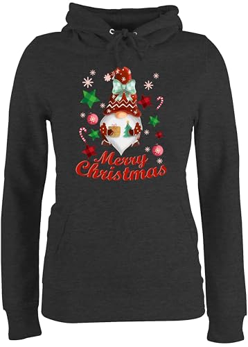 Pullover Damen Hoodie Frauen - Weihnachten Geschenke Bekleidung - Weihnachtlicher Wichtel I Weihnachtsmotiv I Merry Christmas Wichtelmotiv - XL - Anthrazit meliert - weihnachtspullis weihnacht von Shirtracer