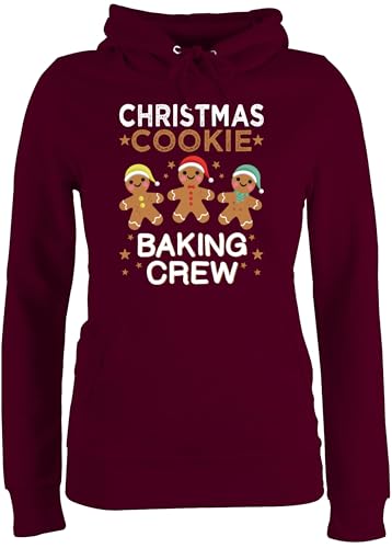 Pullover Damen Hoodie Frauen - Weihnachten Geschenke Bekleidung - Christmas Cookie Baking Crew I Lebkuchenmännchen I Lebkuchen Männer I Gingerbread Man I Lebkuchenmann - M - Burgundrot von Shirtracer