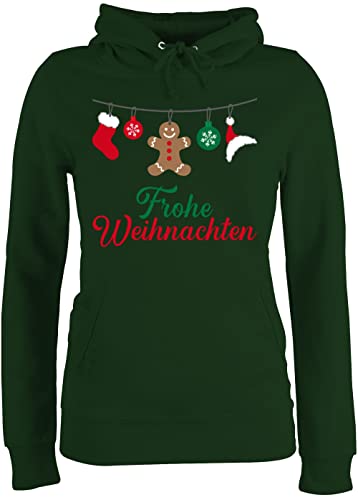 Pullover Damen Hoodie Frauen - Geschenke Christmas Bekleidung - Frohe Weihnachten - XL - Dunkelgrün - Clothes weihnachtst flauschpullover weinachtspullis Geschenke+für+Weihnachten+Frau Chrismas von Shirtracer