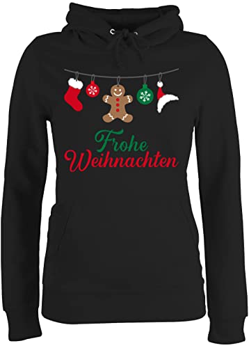 Pullover Damen Hoodie Frauen - Geschenke Christmas Bekleidung - Frohe Weihnachten - XL - Schwarz - weihnachtshoodies Merry x Mas pullis weinachtspullie festlicher Pulli von Shirtracer