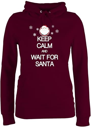 Pullover Damen Hoodie Frauen - Keep Calm and Wait for Santa - XS - Burgundrot - weinachtspullis weihnachtspullis weihnachtsmotiv Christmas polower weinachtspullies Frau Weihnachtspullover weihnacht Pullover Damen Hoodie Frauen - Keep Calm and Wait for Santa - XS - Burgundrot - weinachtspullis weihnachtspullis weihnachtsmotiv Christmas polower weinachtspullies Frau Weihnachtspullover weihnacht von Shirtracer