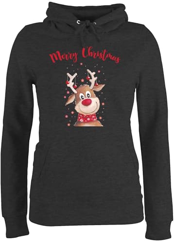Pullover Damen Hoodie Frauen - Weihnachten - Merry Christmas Rentier I Elch - XS - Anthrazit meliert - Weihnachtspullover weihnachtspullis weihnachtsmotiv Familie Hoody weihnachtspulli Pullover Damen Hoodie Frauen - Weihnachten - Merry Christmas Rentier I Elch - XS - Anthrazit meliert - Weihnachtspullover weihnachtspullis weihnachtsmotiv Familie Hoody weihnachtspulli von Shirtracer