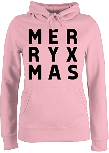 Pullover Damen Hoodie Frauen - Weihnachten Geschenke Christmas Bekleidung - Merry Xmas Box - schwarz - M - Hellrosa - Baumwoll Weihnachtspullover weinachst weihnachtssprüche Pulli von Shirtracer