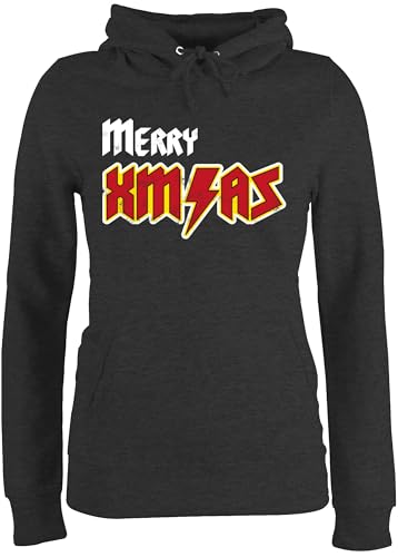 Pullover Damen Hoodie Frauen - Weihnachten Geschenke Christmas Bekleidung - Merry Xmas - Metal Vintage - L - Anthrazit meliert - weihnachtspullis weihnachtsmotiv polower Weihnachtspullover weihnacht von Shirtracer