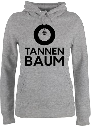 Pullover Damen Hoodie Frauen - Weihnachten Geschenke Christmas Bekleidung - O Tannenbaum - Schwarz - XXL - Grau meliert - weihnachtspullis weihnachtsmotiv Pulli Weihnachtspullover weihnacht von Shirtracer