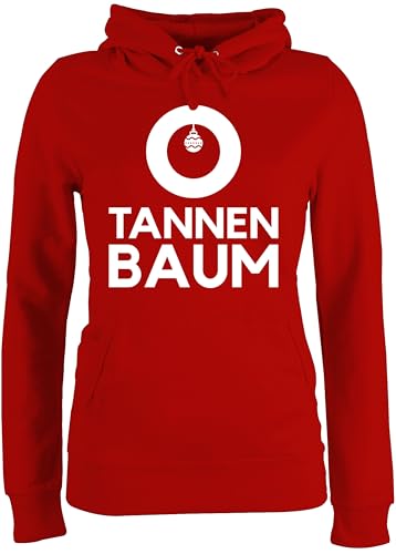 Pullover Damen Hoodie Frauen - Weihnachten Geschenke Christmas Bekleidung - O Tannenbaum - Weiß - XXL - Rot - weihnachtspullis weihnachtsmotiv Pulli Weihnachtspullover weihnacht polower von Shirtracer