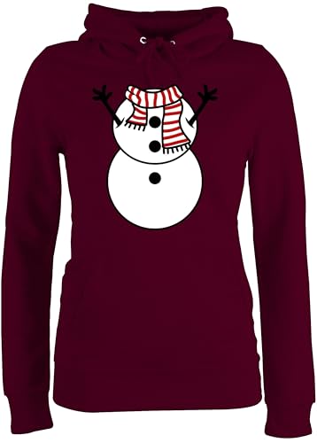Pullover Damen Hoodie Frauen - Weihnachten Geschenke Christmas Bekleidung - Schneemann Kostüm - M - Burgundrot - Weihnachtspullover weihnachtspullis weihnachtsmotiv Pulli für weinachtshoodies von Shirtracer
