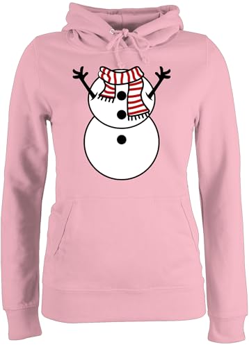 Pullover Damen Hoodie Frauen - Weihnachten Geschenke Christmas Bekleidung - Schneemann Kostüm - M - Hellrosa - Weihnachtspullover weihnachtspullis weihnachtsmotiv Pulli für weinachtshoodies von Shirtracer
