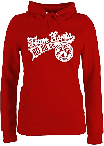 Pullover Damen Hoodie Frauen - Weihnachten Geschenke Bekleidung - Team Santa - Waiting All Year for Christmas - weiß - S - Rot - weinachs weihnachspullis weihnachtlicher weihnachtspulli, weinacht von Shirtracer