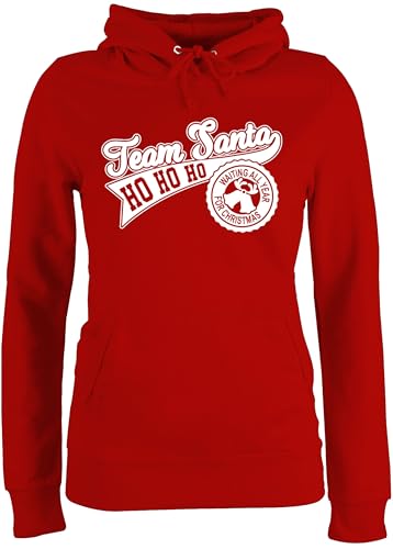 Pullover Damen Hoodie Frauen - Weihnachten Geschenke Bekleidung - Team Santa - Waiting All Year for Christmas - weiß - S - Rot - weihnachtspullis weihnachtsmotiv Claus Pulli Weihnachtspullover von Shirtracer