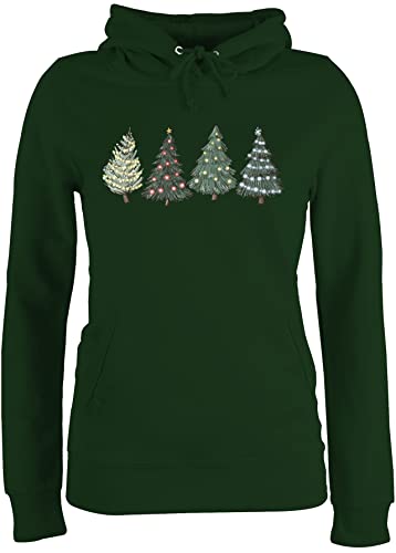 Pullover Damen Hoodie Frauen - Weihnachten Geschenke Christmas Bekleidung - Weihnachtsbäume - XXL - Dunkelgrün - weihnachtspullis weihnachtsmotiv Weihnachtsbaum Pulli Weihnachtspullover weihnacht von Shirtracer