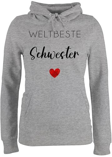 Pullover Damen Hoodie Frauen - Weltbeste Schwester | Schöne Geschenkidee für die tollste Schwester | Geschenk für die Beste Schwester - XS - Grau meliert - Schwestern Pulli Sisters Sister von Shirtracer