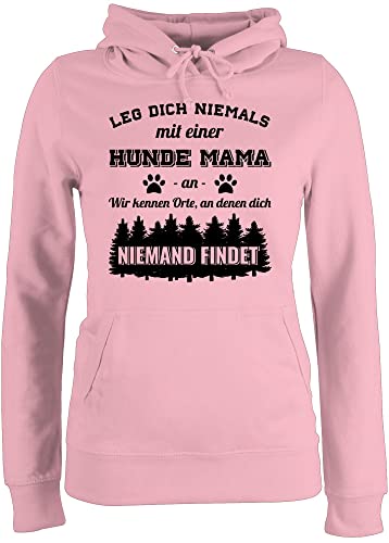 Pullover Damen Hoodie Frauen - für Hundebesitzer - Leg Dich Niemals mit Einer Hunde Mama an - Geschenk Hundebesitzerin - XXL - Hellrosa - Hoody Kapuze hundepullover hundefan Dog Mum Oberteile von Shirtracer