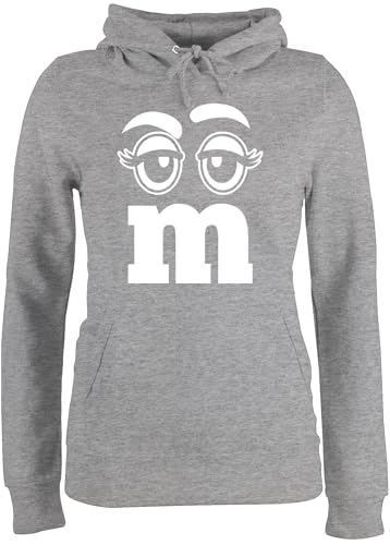 Pullover Damen Hoodie Frauen - & Fasching - M und M Augen Karneval I Fastnacht I Fasnacht I Fasnet - S - Grau meliert - karnevalspullover Faschings mm Hoody karnevalspulli Karnevals MMS Pulli von Shirtracer