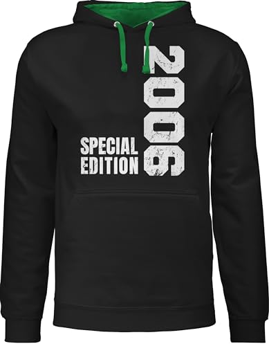 Shirtracer Pullover Herren Frauen Hoodie Kontrast zweifarbig - 18. Geburtstag - Special Edition 2006 - L - Schwarz/Grün - Geburtstagsgeschenke zum 18 Damen Geschenk für 18.jähriges Hoody 18jährigen von Shirtracer