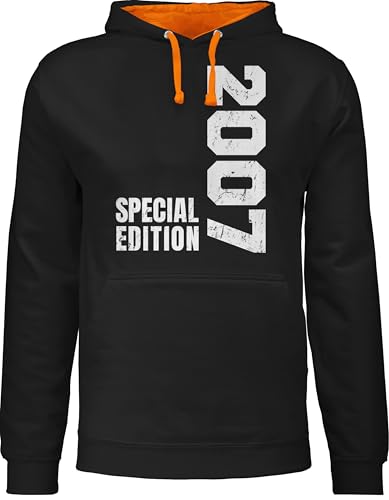 Pullover Herren Frauen Hoodie Kontrast zweifarbig - 18. Geburtstag - Special Edition 2007 - XL - Schwarz/Orange - Junge 18 volljährig 2005 Fun-Kapuzenpullover Hoody Damen Pulover 18ten 2004 hoddys von Shirtracer