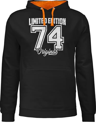 Pullover Herren Frauen Hoodie Kontrast zweifarbig - 50. Geburtstag - Limited Edition 1974 Original Weiß Vintage Fünfzigster - L - Schwarz/Orange - 50 Geschenke zum Geschenke+50+Geburtstag Geschenk von Shirtracer