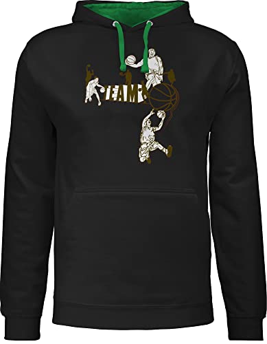 Pullover Herren Frauen Hoodie Kontrast zweifarbig - Trikot Ersatz Training - Basketball Team - XL - Schwarz/Grün - pulli damen jh003 kapuzenpullover hoddies für mädels hoddie hoody hoodies/pullis von Shirtracer