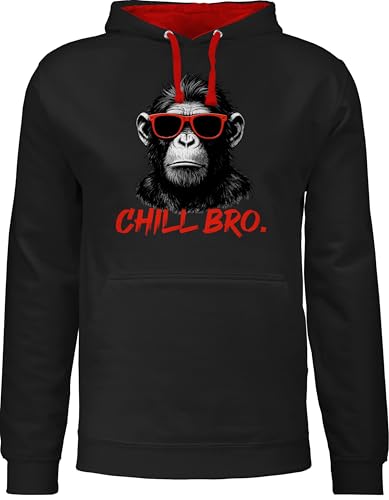 Pullover Herren Frauen Hoodie Kontrast zweifarbig - Chill Bro Cooler AFFE Geschenk Statement lustig I Junge Männer I Zocker Sprüche Teenager Geschenk Gamer I Coole Sprüche Zocken von Shirtracer