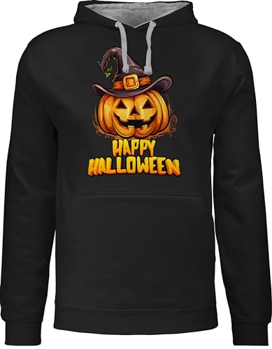 Shirtracer Pullover Herren Frauen Hoodie Kontrast zweifarbig - Damen - Happy Halloween lachender Kürbis Hexenhut - 3XL - Schwarz/Grau meliert - Halloween-Pullover Haloween Outfits Pulli halowen Hoody Shirtracer Pullover Herren Frauen Hoodie Kontrast zweifarbig - Damen - Happy Halloween lachender Kürbis Hexenhut - 3XL - Schwarz/Grau meliert - Halloween-Pullover Haloween Outfits Pulli halowen Hoody von Shirtracer