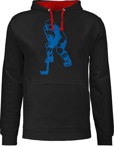 Pullover Herren Frauen Hoodie Kontrast zweifarbig - Eishockey - Eishockeyspieler blau - XS - Schwarz/Rot - Hockey Icehockey Geschenk eishockeyspiel Pulli Eishockey-Fanartikel Ice Hoody Spieler hudis Pullover Herren Frauen Hoodie Kontrast zweifarbig - Eishockey - Eishockeyspieler blau - XS - Schwarz/Rot - Hockey Icehockey Geschenk eishockeyspiel Pulli Eishockey-Fanartikel Ice Hoody Spieler hudis von Shirtracer