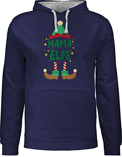 Shirtracer Pullover Herren Frauen Hoodie Kontrast zweifarbig - Geschenk Damen - Weihnachten Mama Elfe - bunt - XXL - Navy Blau/Grau meliert - Pulli pullis typisch Frau elf Kapuzenpullover elfe huddis von Shirtracer