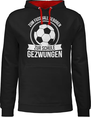 Pullover Herren Frauen Hoodie Kontrast zweifarbig - WM 2026 - Zum Fußball geboren zur Schule gezwungen - XS - Schwarz/Rot - fussball 1.schultag pulli fussballer um hoddis fußballer einschulung Pullover Herren Frauen Hoodie Kontrast zweifarbig - WM 2026 - Zum Fußball geboren zur Schule gezwungen - XS - Schwarz/Rot - fussball 1.schultag pulli fussballer um hoddis fußballer einschulung von Shirtracer