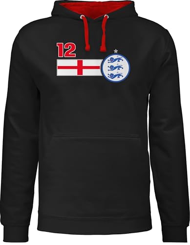 Pullover Herren Frauen Hoodie Kontrast zweifarbig - Fußball EM WM - 12. Mann England Mannschaft - XS - Schwarz/Rot - soccer hoodies europameisterschaft england, pulli 2024 fussball hoody fu ball Pullover Herren Frauen Hoodie Kontrast zweifarbig - Fußball EM WM - 12. Mann England Mannschaft - XS - Schwarz/Rot - soccer hoodies europameisterschaft england, pulli 2024 fussball hoody fu ball von Shirtracer