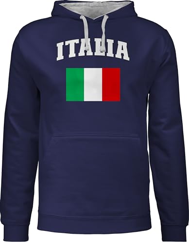Pullover Herren Frauen Hoodie Kontrast zweifarbig - Fußball EM WM - Italia Schriftzug mit Flagge | Italien | Italy - XS - Navy Blau/Grau meliert - europameisterschaft 2024 italienische fu ball Pullover Herren Frauen Hoodie Kontrast zweifarbig - Fußball EM WM - Italia Schriftzug mit Flagge | Italien | Italy - XS - Navy Blau/Grau meliert - europameisterschaft 2024 italienische fu ball von Shirtracer