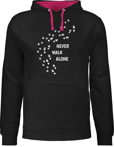 Shirtracer Pullover Herren Frauen Hoodie Kontrast zweifarbig - Geschenk für Hundebesitzer - Never Walk Alone Pfotenabdrücke - XS - Schwarz/Fuchsia - Klamotten mit hundepfoten hundefan gassi Pulli Shirtracer Pullover Herren Frauen Hoodie Kontrast zweifarbig - Geschenk für Hundebesitzer - Never Walk Alone Pfotenabdrücke - XS - Schwarz/Fuchsia - Klamotten mit hundepfoten hundefan gassi Pulli von Shirtracer